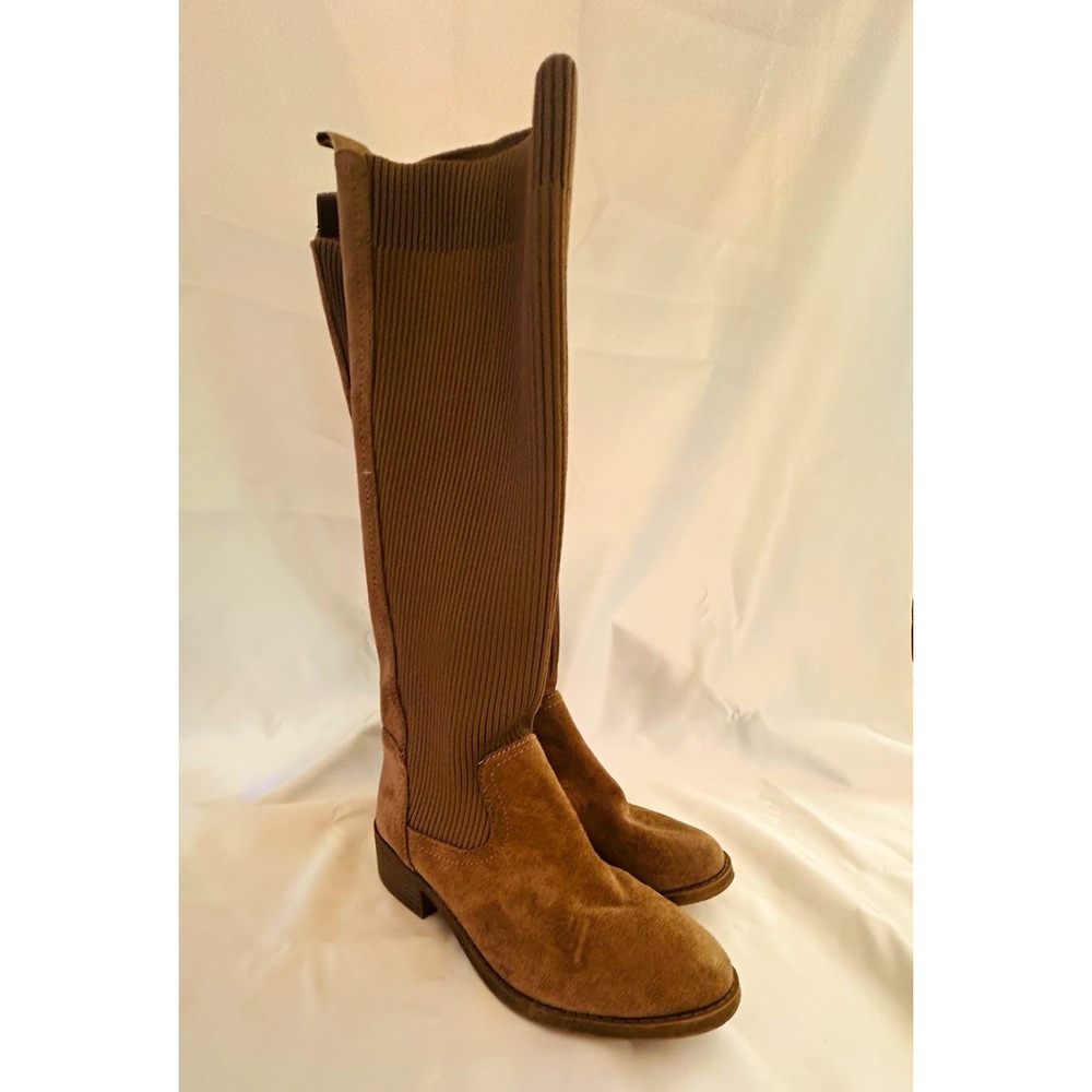 Steve Madden Kids Brown Suede Knee High Stretch Pull-On Boots Round Toe size 13